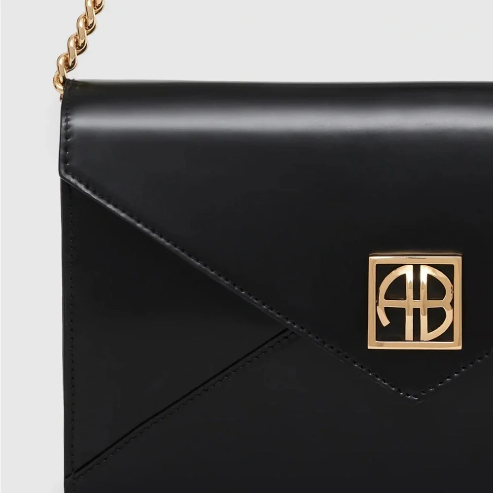 Anine Bing Elly Clutch - High-Shine Black